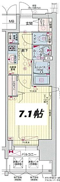 プレサンスNAGOYAファスト(1K/7階)の間取り写真