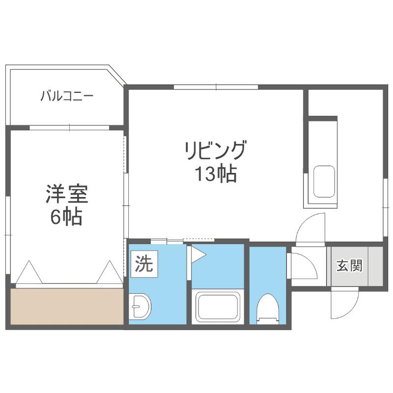 ヴォーネン山鼻(1LDK/2階)の間取り写真