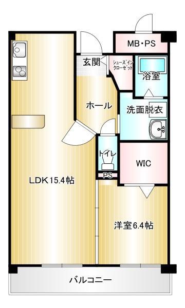 ザ・モデレートマンション片島(1LDK/5階)の間取り写真