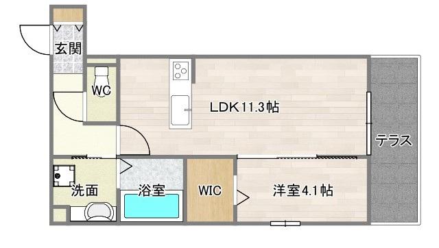 タカゼン文の里(1LDK/1階)の間取り写真