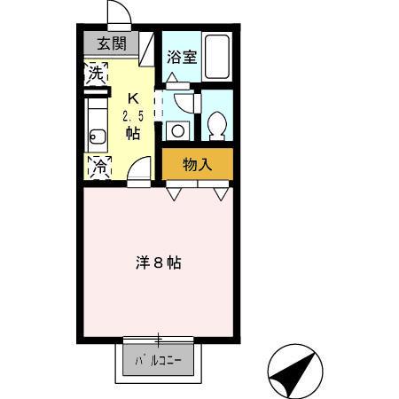 リヴェール(1K/2階)の間取り写真