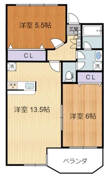 ラベンダーテラス(2LDK/2階)の間取り写真