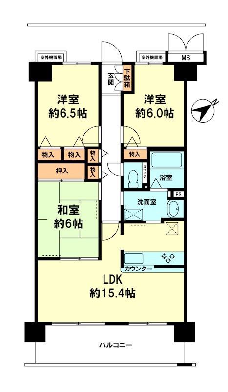 ユニハイム草津ユトリオふれあい館(3LDK/12階)の間取り写真