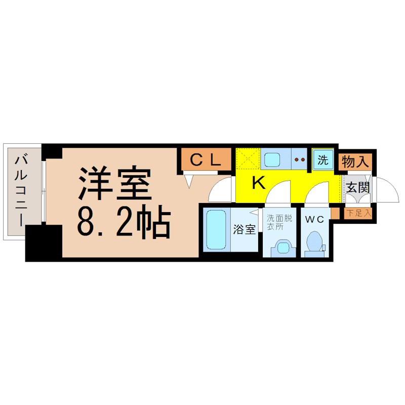 プレサンス広小路通パルス(1K/7階)の間取り写真