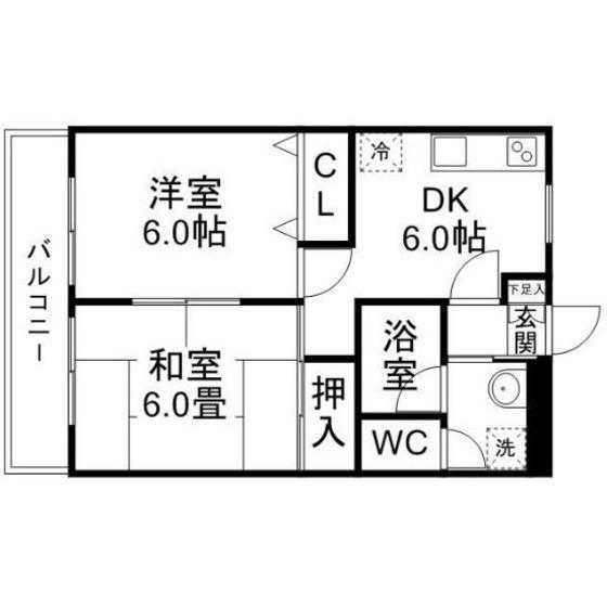 メゾンドシャルマン岩切(2DK/2階)の間取り写真