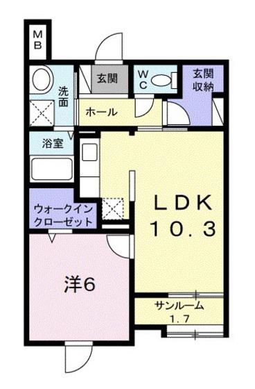 ヴンダーバール(1LDK/1階)の間取り写真