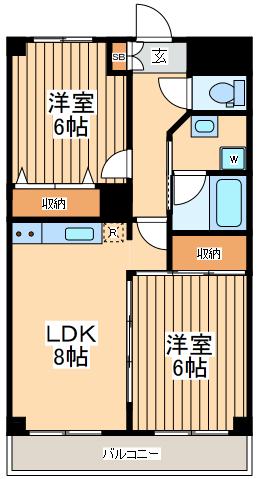広岡ビル(2LDK/4階)の間取り写真