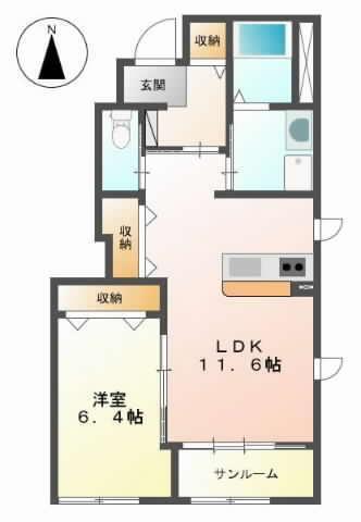 センチュリーカーサII(1LDK/1階)の間取り写真