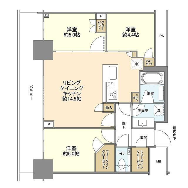 ドレッセタワー新綱島(3LDK/7階)の間取り写真
