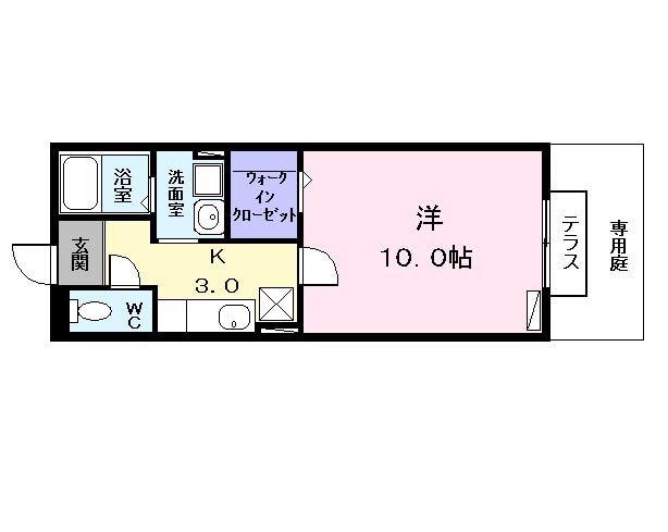 パインK(1K/1階)の間取り写真