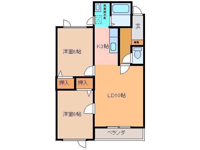 ハイツヒーロー174(2LDK/2階)の間取り写真