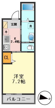 エポック風(1K/3階)の間取り写真