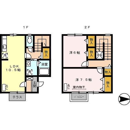 ユニフレックス南高江(2LDK/1階)の間取り写真