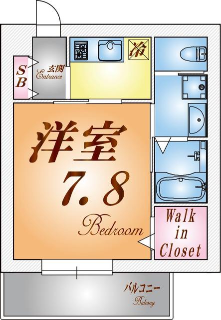 ワコーレヴィアーノ須磨行幸町(1K/2階)の間取り写真