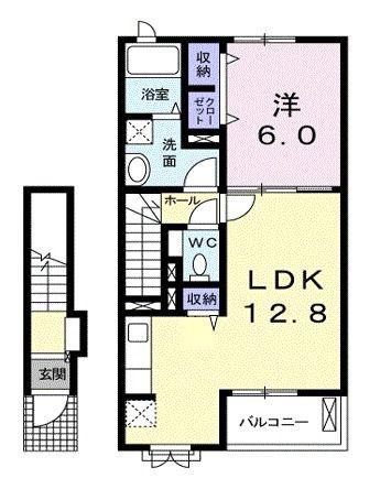 モンスゥリール II(1LDK/2階)の間取り写真
