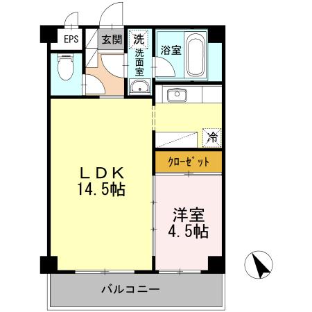 東急田園都市線 梶が谷駅 徒歩15分 6階建 築12年(1LDK/2階)の間取り写真