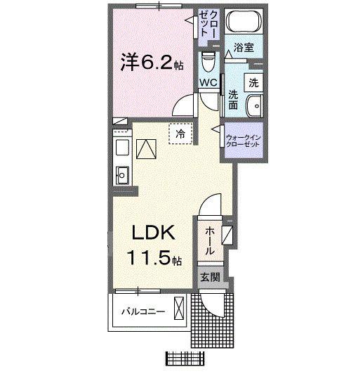 アヴァンセ オオクテ(1LDK/1階)の間取り写真