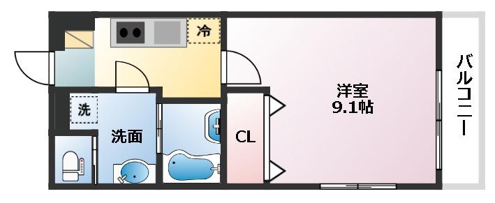 VIENT南魚崎(1K/3階)の間取り写真