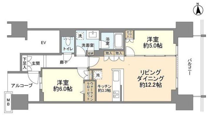 グランドメゾン品川シーサイドの杜(2LDK/14階)の間取り写真
