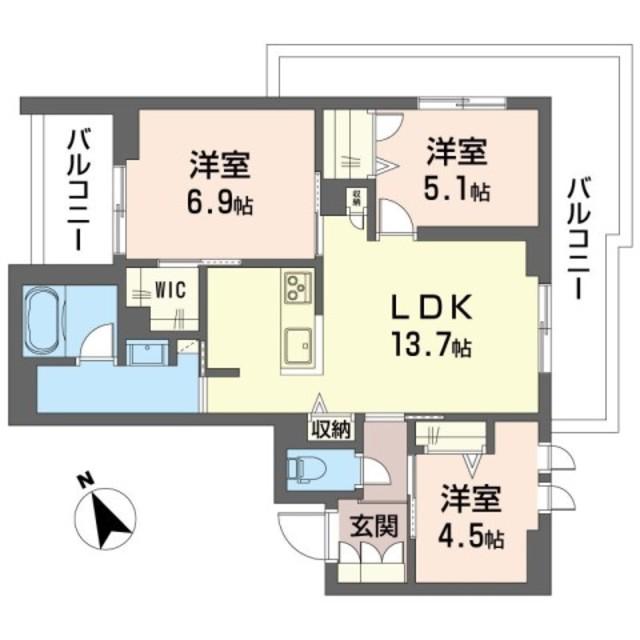 アルフラット弐(3LDK/3階)の間取り写真