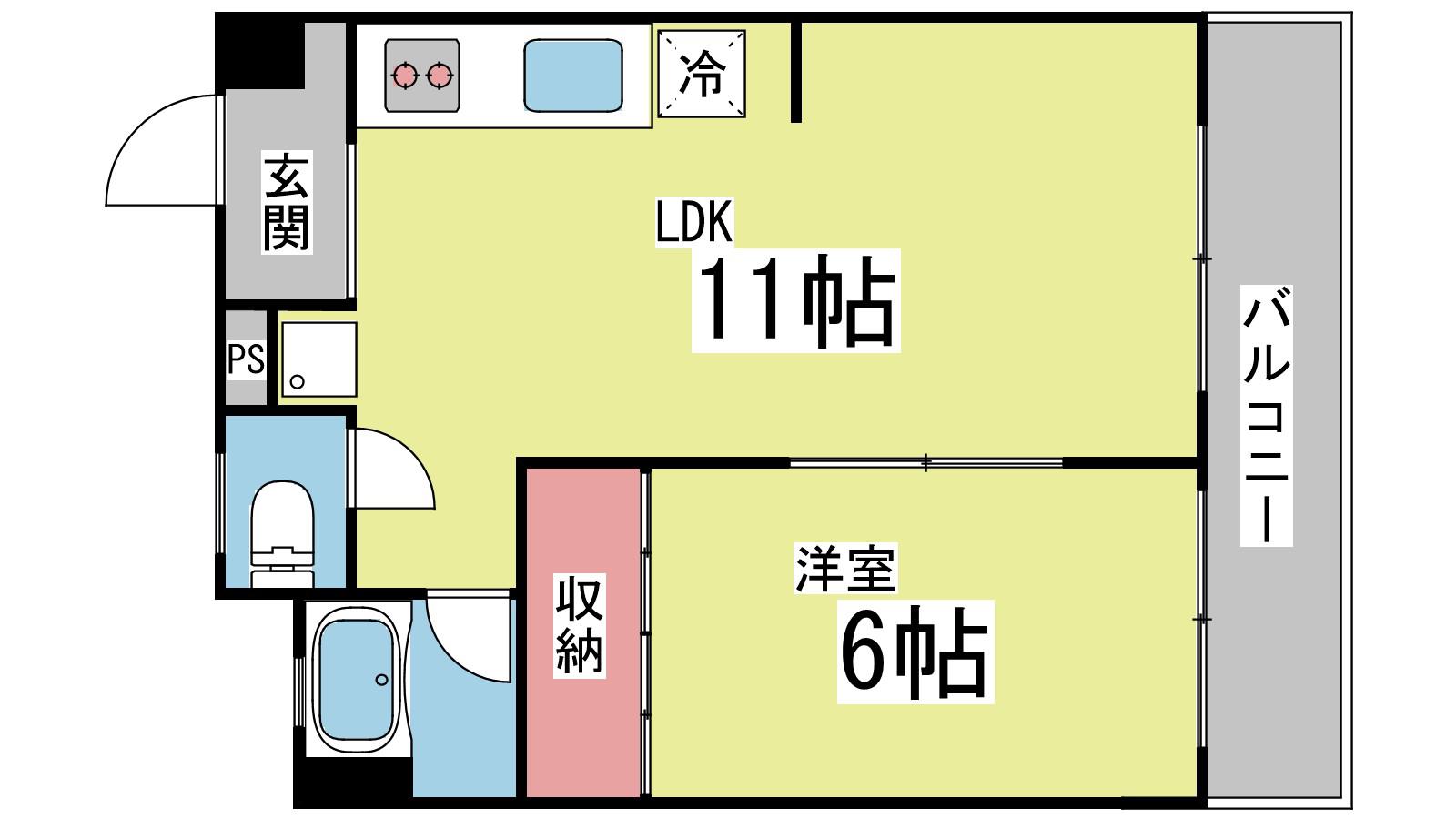 メゾン琵琶(1LDK/5階)の間取り写真