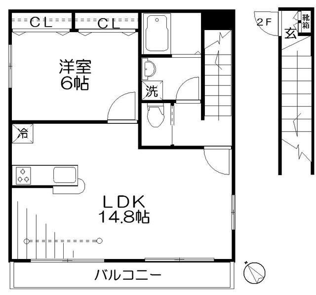 MAISON S(1LDK/2階)の間取り写真