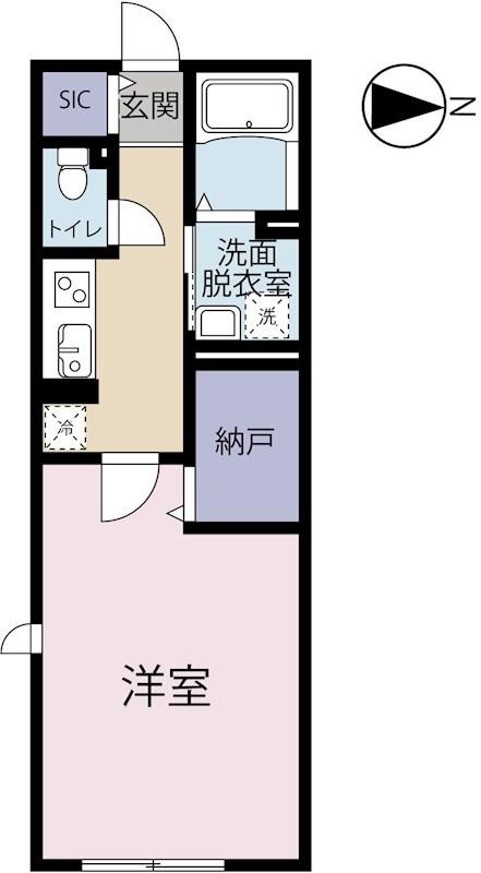 ウエスト FIELD(1K/1階)の間取り写真