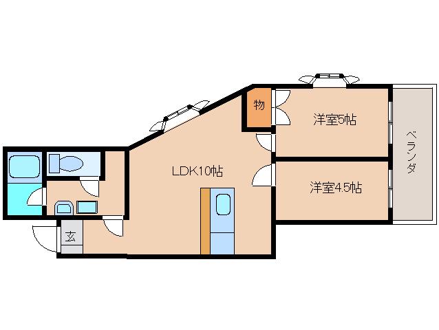 ジオグレイス学園前(2LDK/1階)の間取り写真