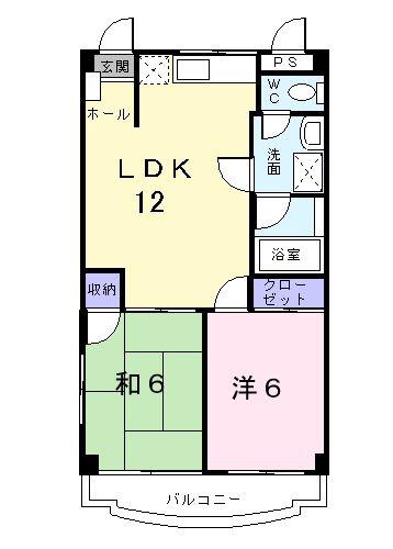 キャッスル泡瀬(2LDK/1階)の間取り写真