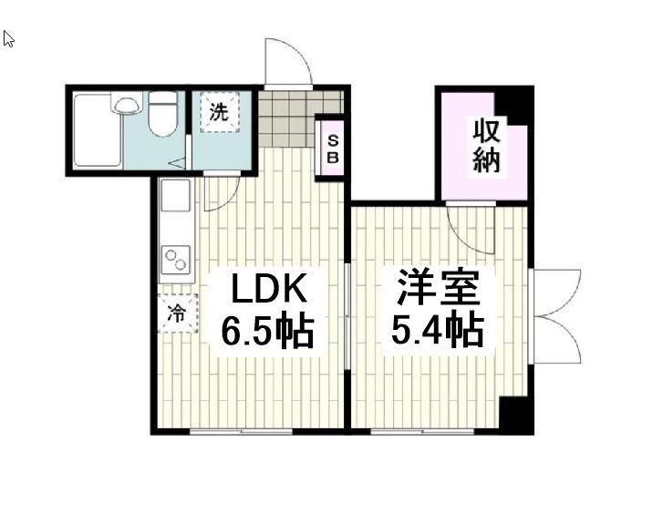 ベルウッド丸山(1DK/5階)の間取り写真