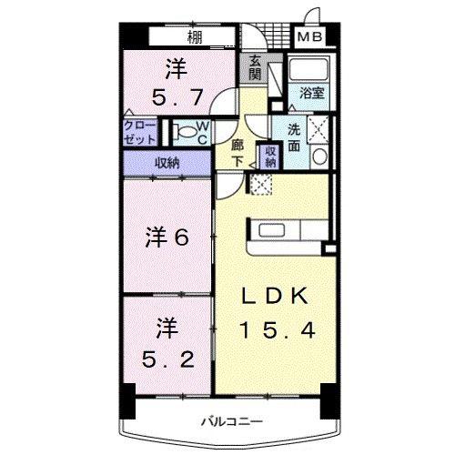 ポルトーネ(3LDK/5階)の間取り写真