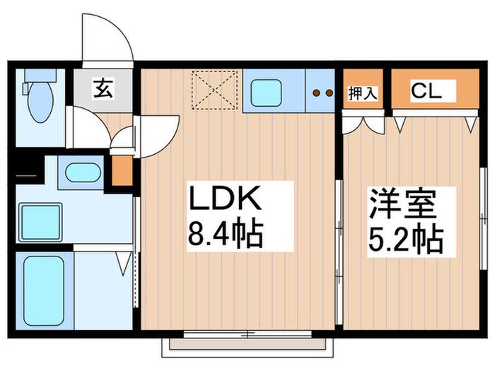 JR中央線 国分寺駅 徒歩8分 2階建 築2年(1LDK/1階)の間取り写真