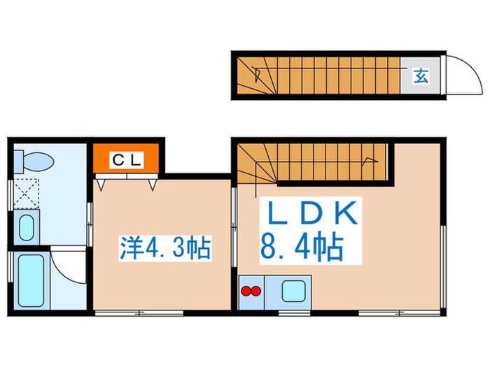 ブランシュール(1LDK/2階)の間取り写真