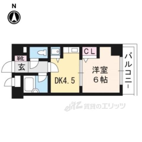 ライオンズマンション五条大宮第2(1K/5階)の間取り写真