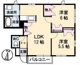 シャーメゾン河野 東(2LDK/1階)の間取り写真