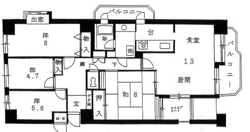 セソール川崎京町ハイライズファーストピア(4LDK/3階)の間取り写真