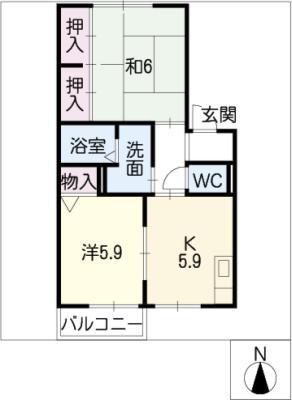 クレセントSHIN(2K/2階)の間取り写真