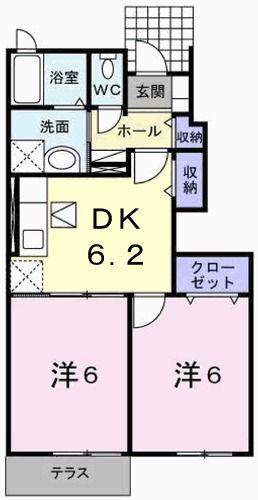 サンファミリア(2DK/1階)の間取り写真