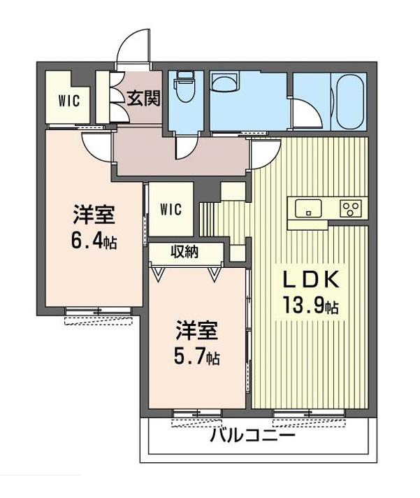 MAISON LIS(2LDK/2階)の間取り写真