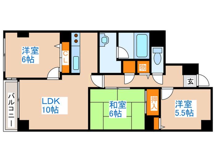 トーワ北7条(3LDK/1階)の間取り写真