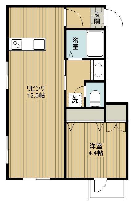 MAISON DE GIRAUD(1LDK/1階)の間取り写真