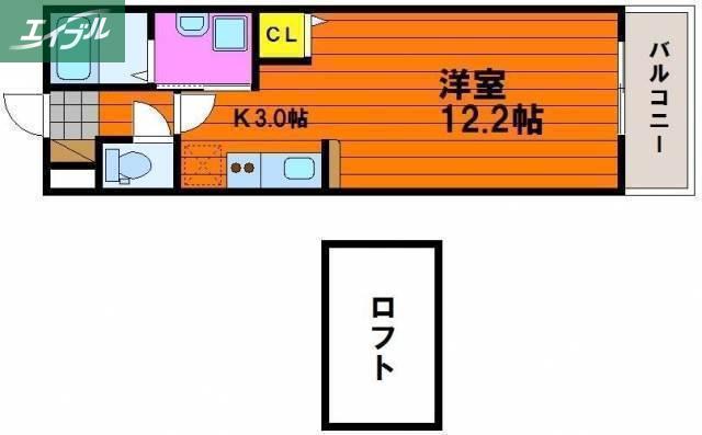 アルファレガロ岡山駅前(1K/3階)の間取り写真