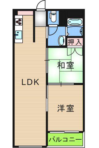 住之江コーポ(2LDK/7階)の間取り写真