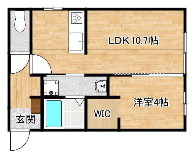 甘木鉄道 大板井駅 徒歩12分 2階建 新築(1LDK/2階)の間取り写真
