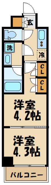 ラフィスタ調布多摩川(2K/5階)の間取り写真