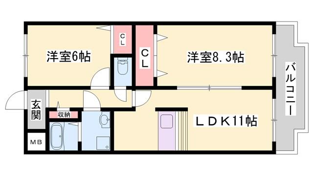 エートルウール―(2LDK/2階)の間取り写真