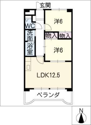 ルミエール浅野(2LDK/3階)の間取り写真