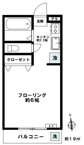 ハイツブラン(ワンルーム/1階)の間取り写真