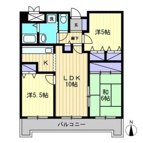 シスコ灘町キャッスル(3LDK/2階)の間取り写真