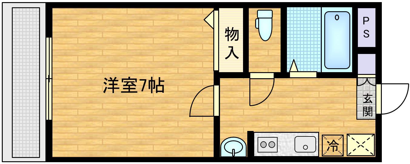 ゼルコバ宮町(1K/3階)の間取り写真
